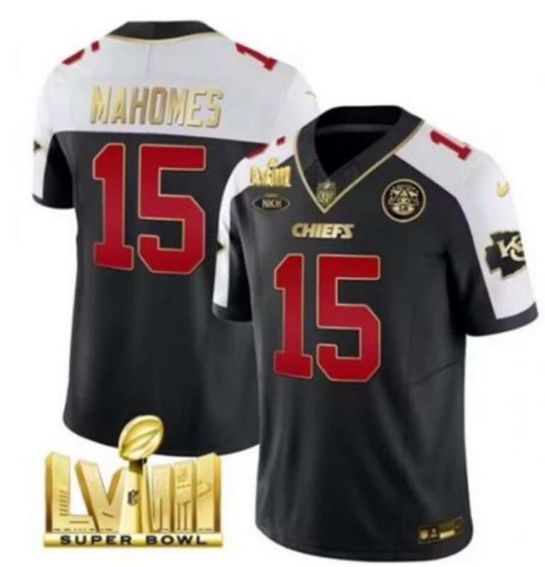 Men Kansas City Chiefs #15 Mahomes Black Thanksgiving three generations 2024 Nike Vapor Limited NFL Jersey